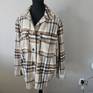 Zara women's medium long plaid cottagecore 90s Y2K grandma style over shirt